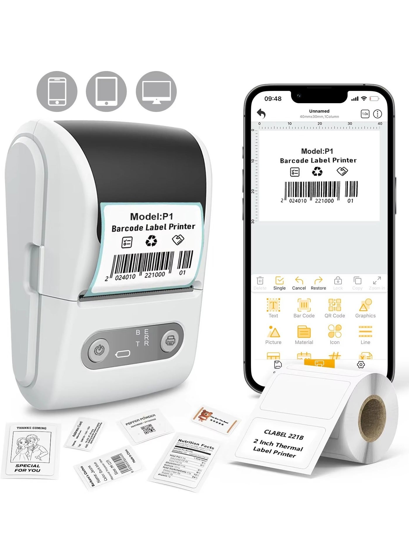 Label Makers Barcode Label Printer Portable Thermal…