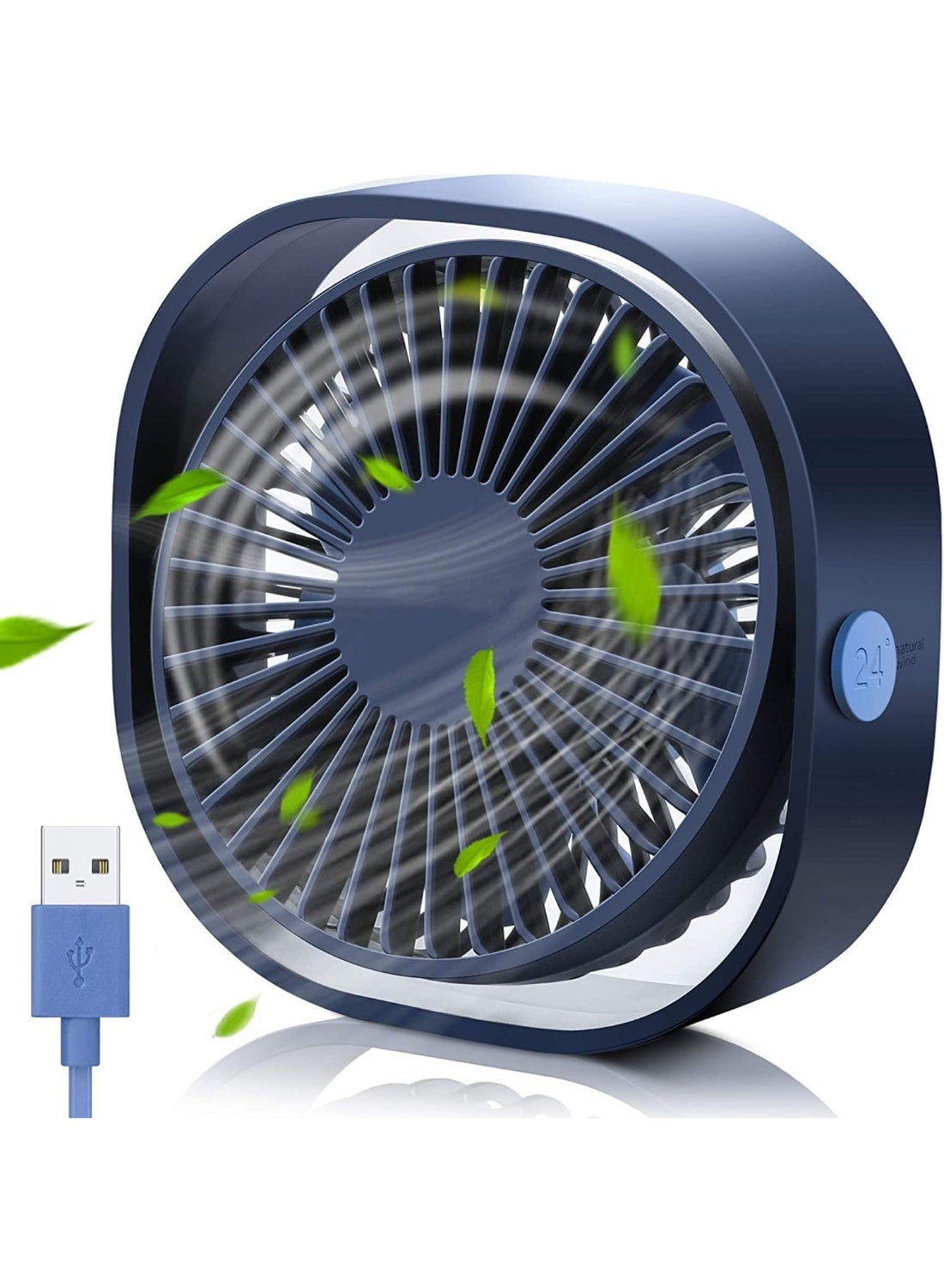 Compare USB Desk Fan, 3 Speeds Strong Wind Cooling Portable Fan, Ultra Quiet Desktop Small Personal Fan for Desktop, Home, Office, Car, Outdoor Travel, 360°Rotatable Mini Fan for desk at KSA Price