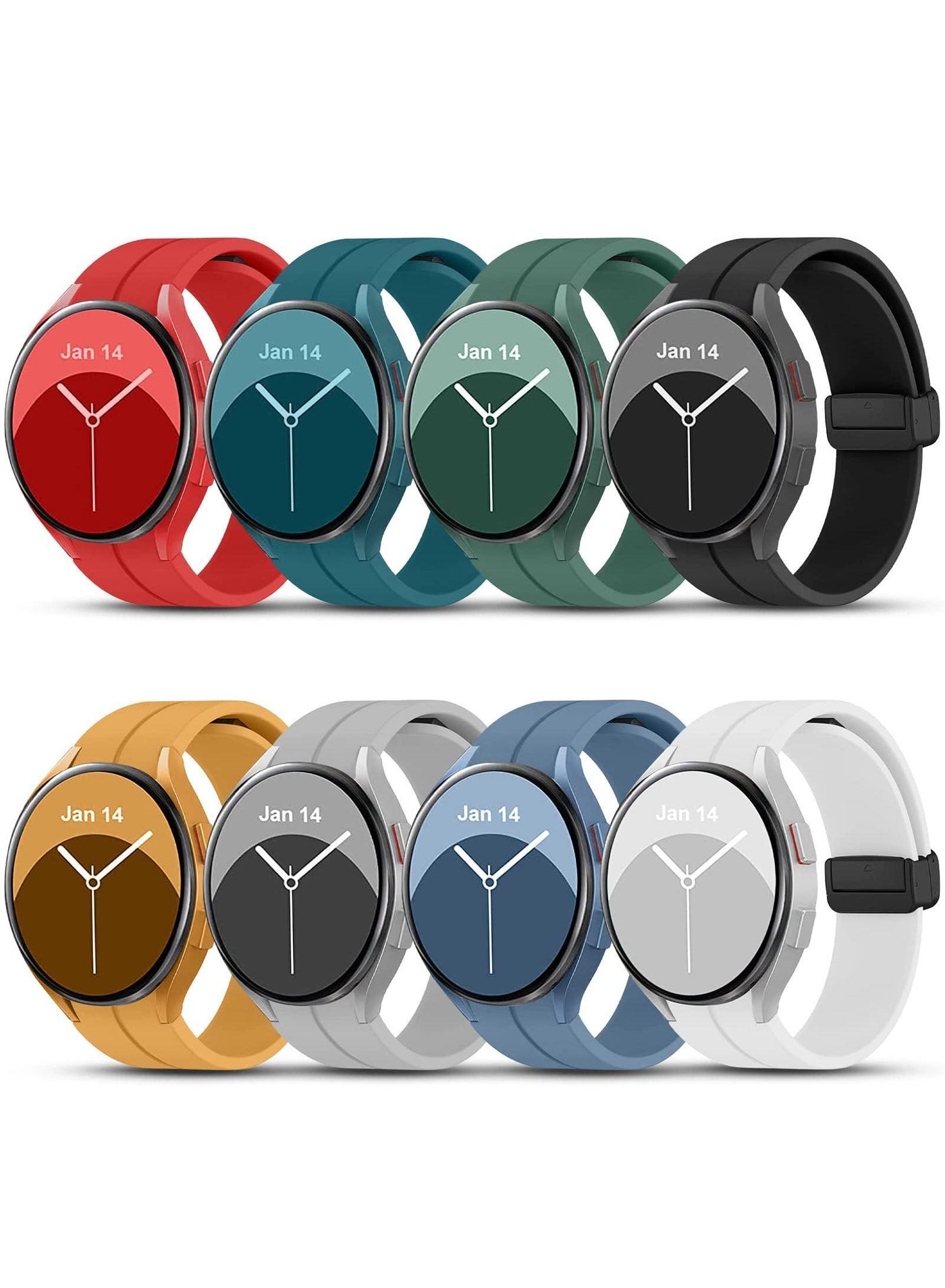 Compare 8 Pcs Premium Silicone Sport Bands, for Samsung Galaxy Watch 5 Pro Band 45mm  Galaxy Watch 5 40mm44mm, No Gap, Comfortable Wristband for Men and Women, 20mm Interface Strap at KSA Price