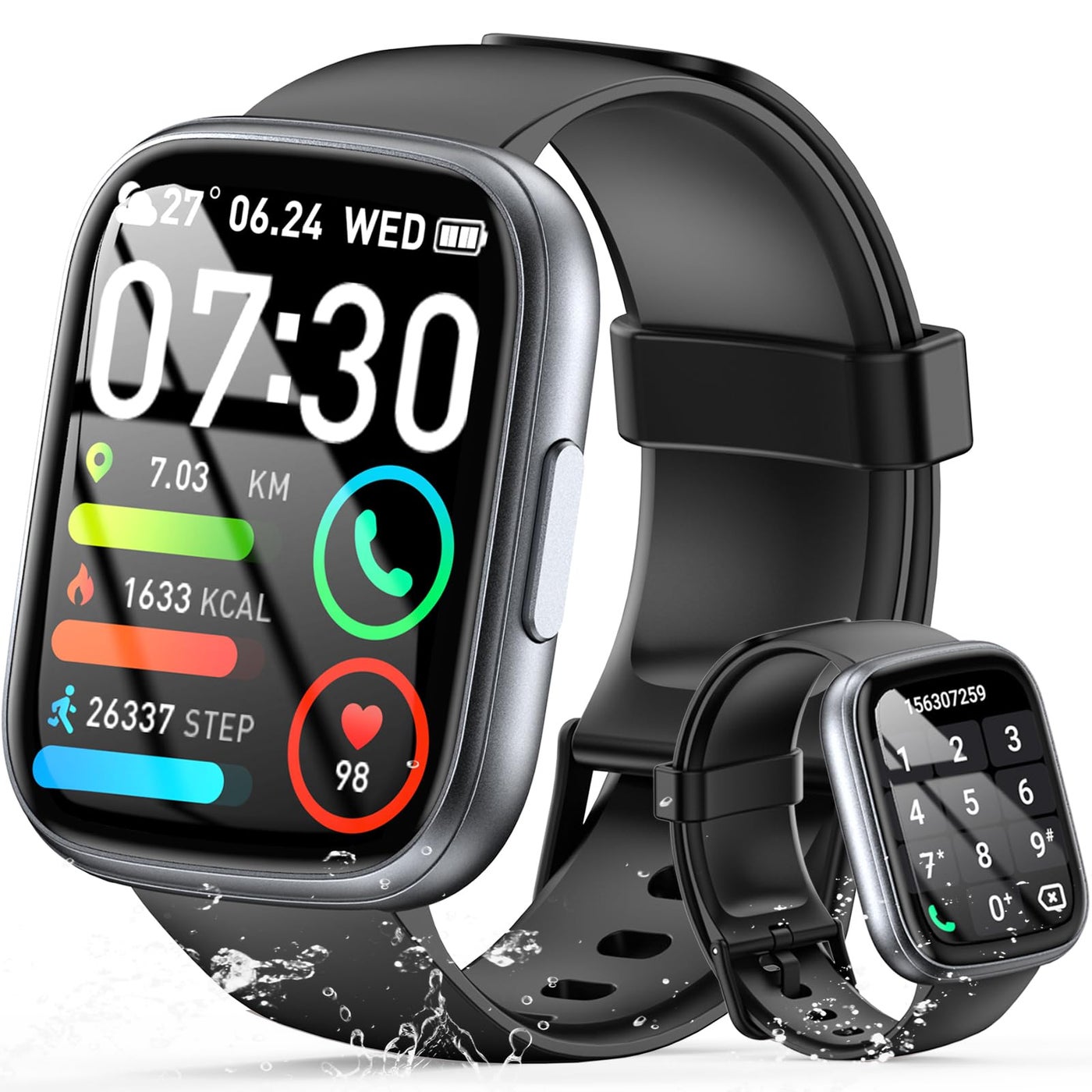Compare Smart Watch for Men Women AnswerMake Call, 1.95 Touch Screen Fitness Tracker with Heart RateSleep Monitor, IP68 Waterproof Smartwatch for Android iOS, Fitness Watch with 120+ Sports Modes, Black at KSA Price