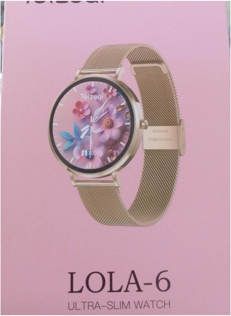 Compare LOLA6 Ultra Slim Smart Watch with 3 Interchangeable Straps – Lightweight Sleek Design, Full Touchscreen, Fitness & Health Tracking, Step & Sleep Monitor, Bluetooth Connectivity, Long Battery Life, Fashionable for Women & Men, Android & iOS Compatibl at KSA Price
