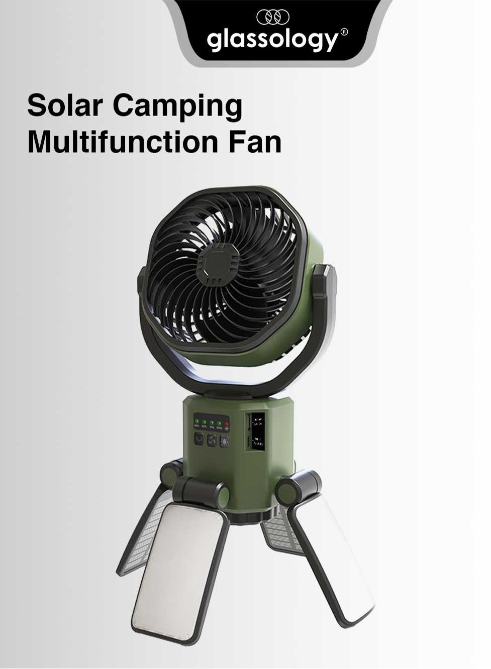 Glassology Solar Multifunctional Outdoor Camping Fan…