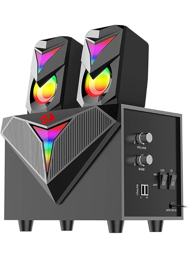 Compare Redragon GS700 Toccata RGB 2.1 Gaming Subwoofer Speakers – Aux 3.5mm Stereo Surround – Heavy Bass so at KSA Price