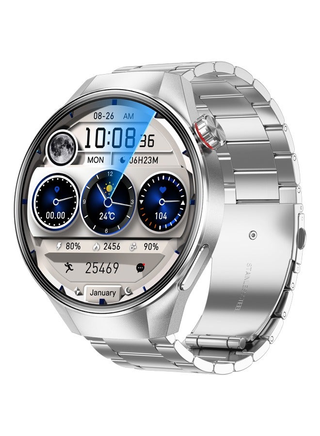 Compare Mens Fashion Smart Watch, Bluetooth Call, 1.75AMOLED Screen, MultiDimensional Health Monitoring, Sports Mode, Compass, IP67 Waterproof, LongLasting Battery Life G5PIUS Silver  Steel at KSA Price