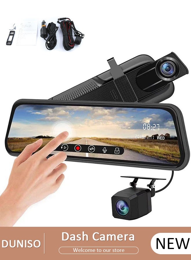 Compare Dash Cam for Car 10 Mirror Night Vision 1080P FHD Full Touch Screen Front and Rear View Backup Dash Camera for Cars Loop Recording Streaming Media 170°Wide Angle Parking Assistance With WIFI at KSA Price