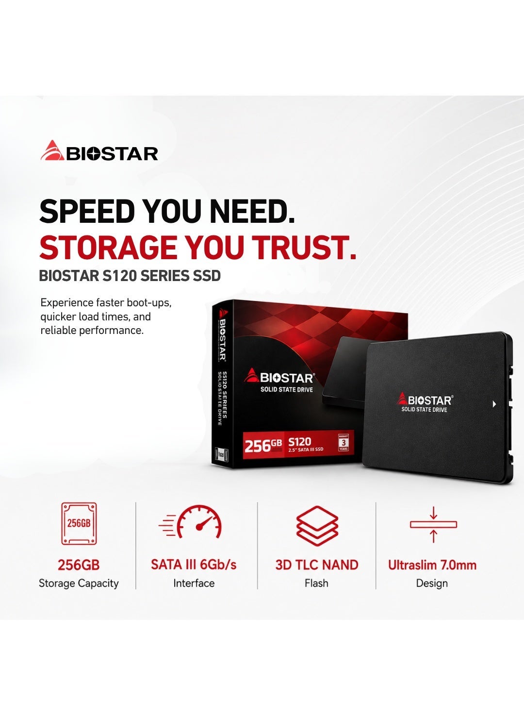 Compare Biostar S100 240GB SSD  2.5Inch Ultraslim 7mm, SATA III 6Gbs, Shockproof Design, for Laptop & Desktop Upgrade at KSA Price