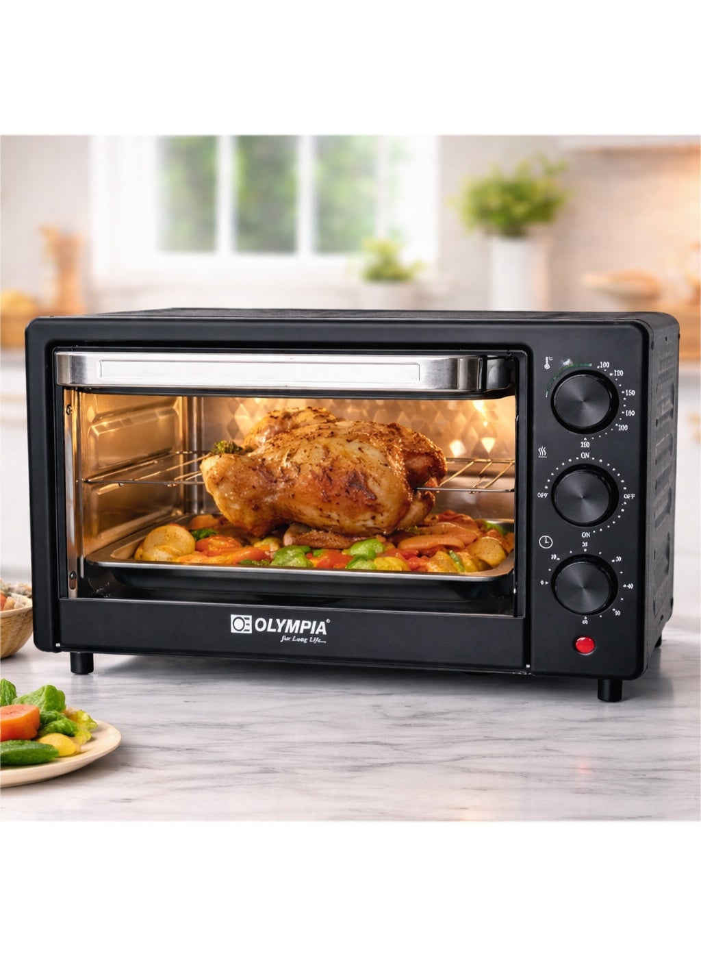 Compare Olympia Kitchen Mini Oven 25 Liter with Adjustable Heat Levels & Cooking Alarm – Home Baking Appliance at KSA Price
