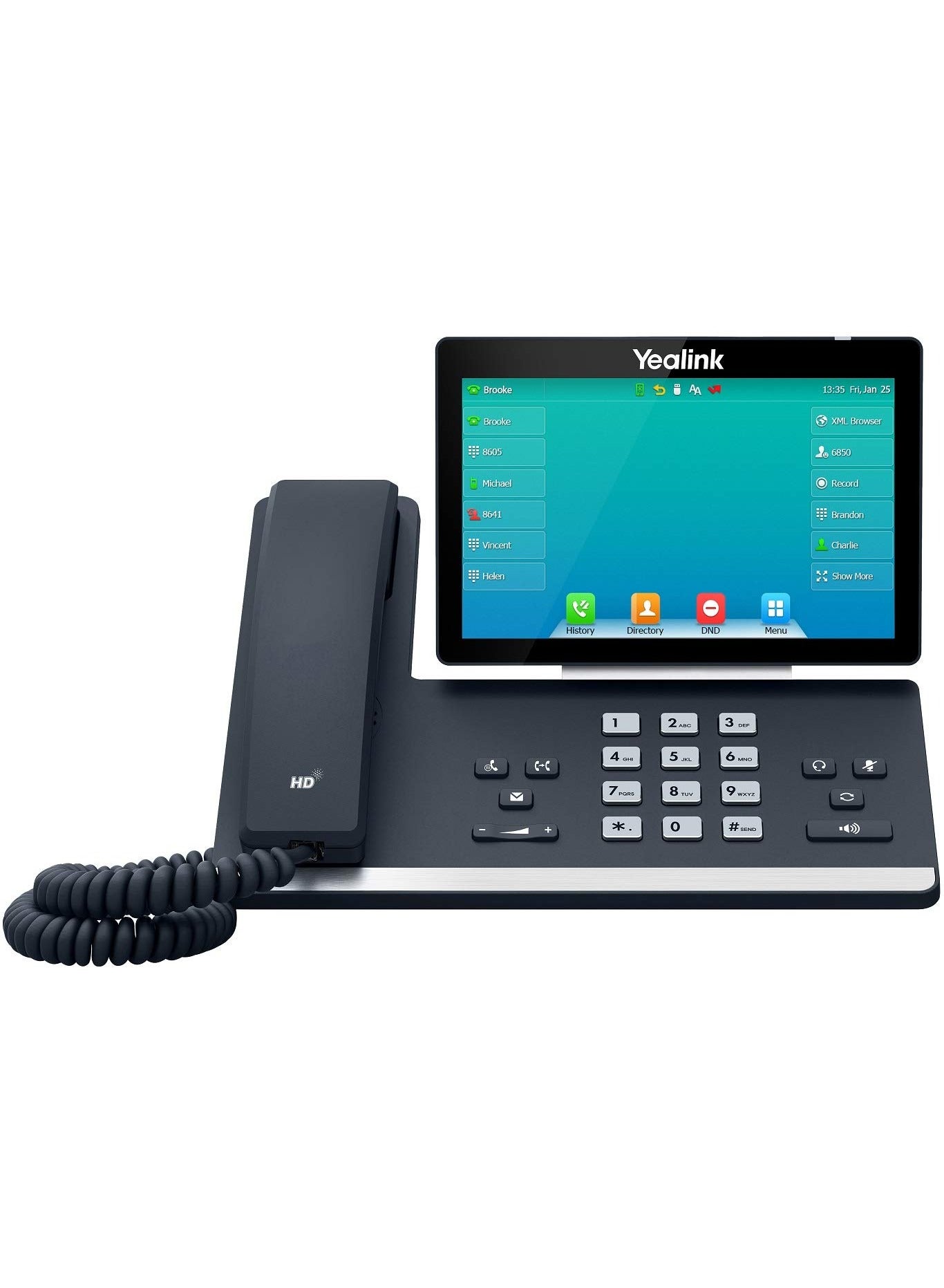 Compare Yealink T57W IP Phone, 16 VoIP  Accounts. 7Inch Adjustable Color Touch Screen. USB 2.0, 802.11ac WiFi, DualPort Gigabit Ethernet, 802.3af PoE, Power Adapter Not Included SIPT57W at KSA Price