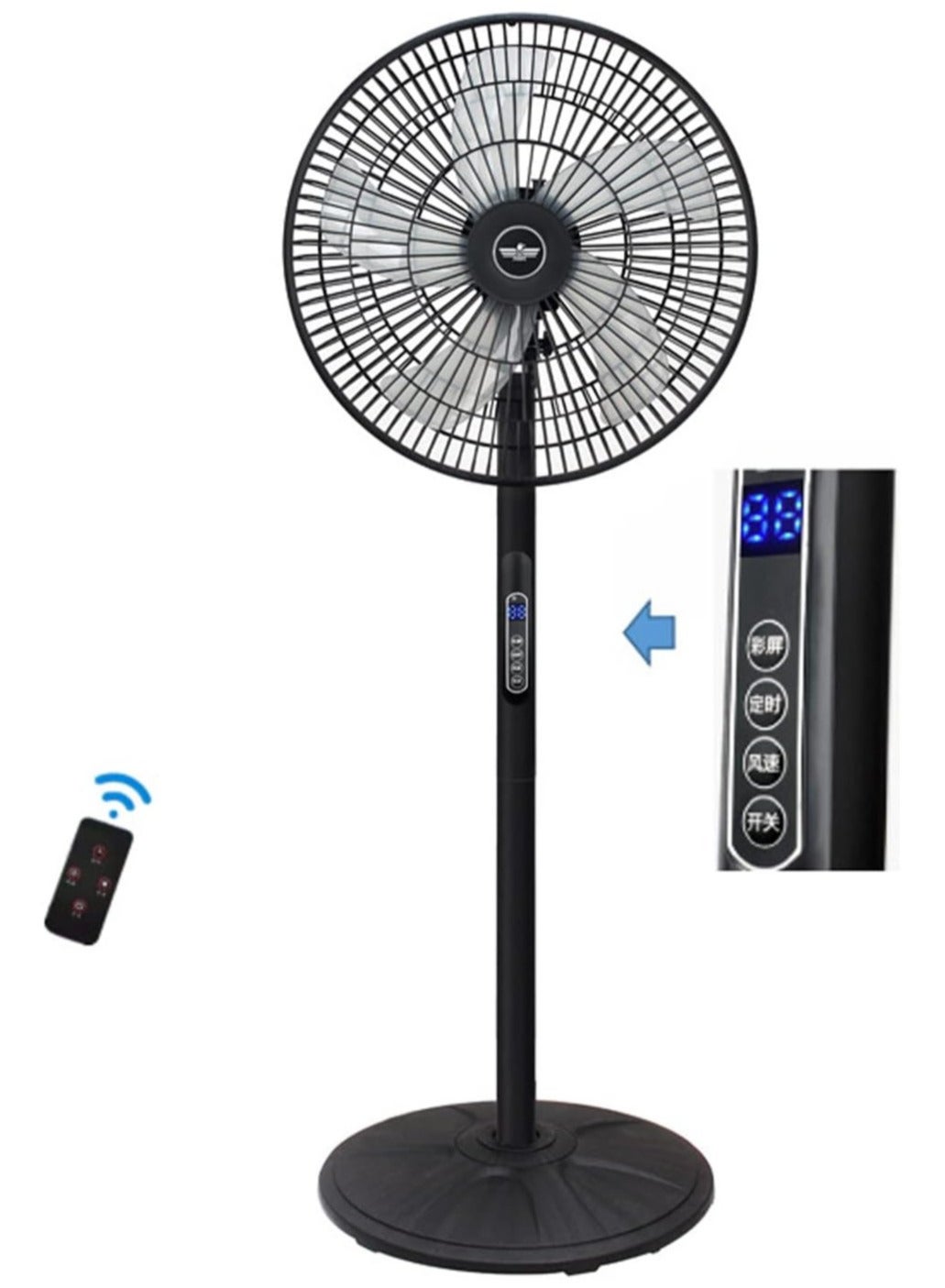 Compare 16 Inch Pedestal Fan with Remote Control,5Blade Oscillating Standing Fan  Adjustable Height,Ultra Quiet,8 Speed,3 Winds Mode,9 Hour Timer,LED Display,90° Pivoting Head Air Circulator Fan Black at KSA Price