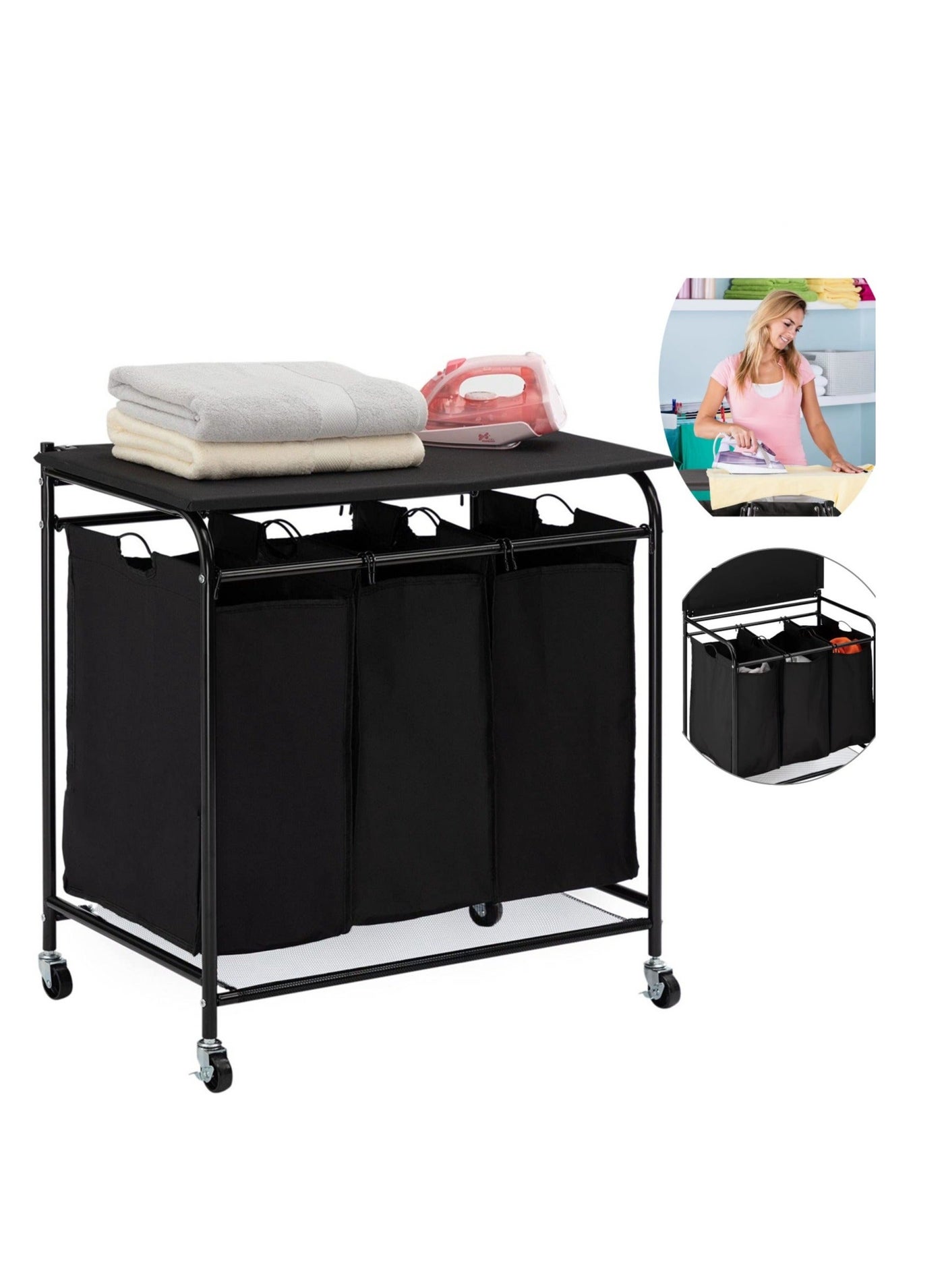 Laundry Sorter Hamper Sorter Cart with Foldable Ironing…