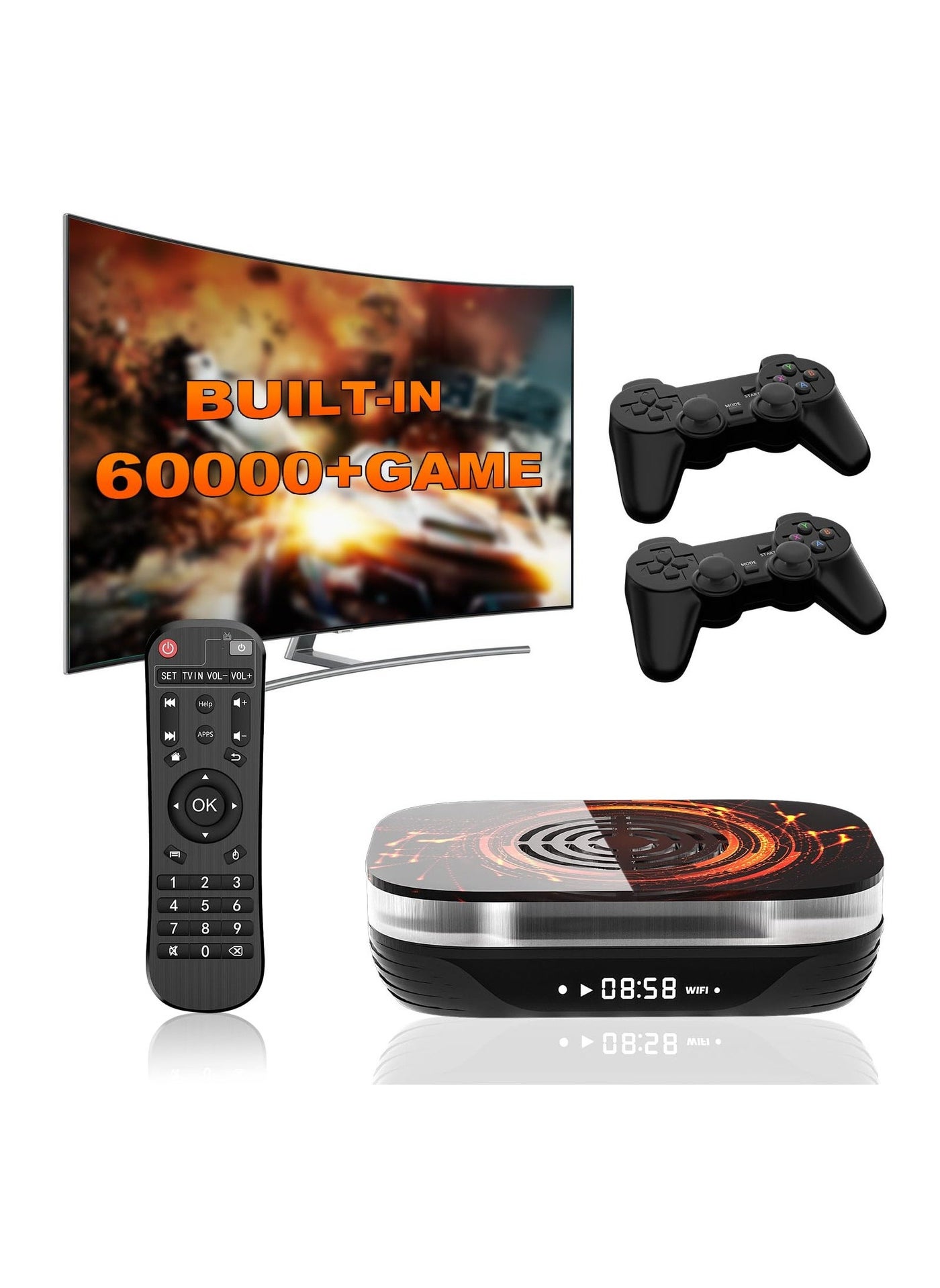 Compare Super Console X4 Plus, Video Game Console PreBuiltin 60000+Games, Retro Game Console Compatible, with 65+ emulators,EmuELEC 4.6Android 11.0CoreE, S905x4, 4K UHD Display, 2 Controllers included at KSA Price