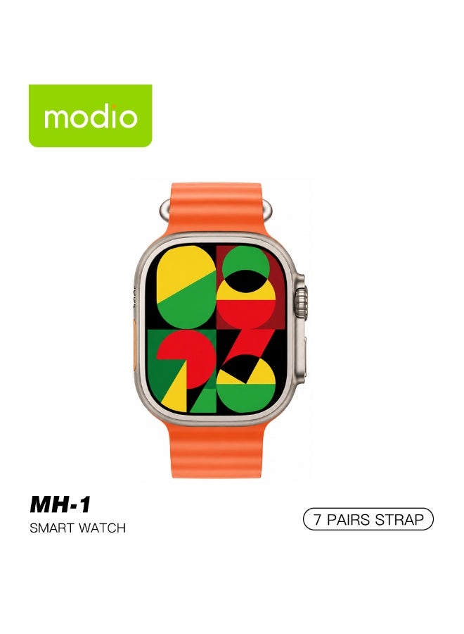 Compare Modio MH1 Smart Watch with 2.02 Inch Large HD Touch Display 7 Interchangeable Straps Bluetooth Calling, Multiple Sports Modes, Heart Rate & Sleep Monitoring Designed for Ladies and Gents Silver at KSA Price