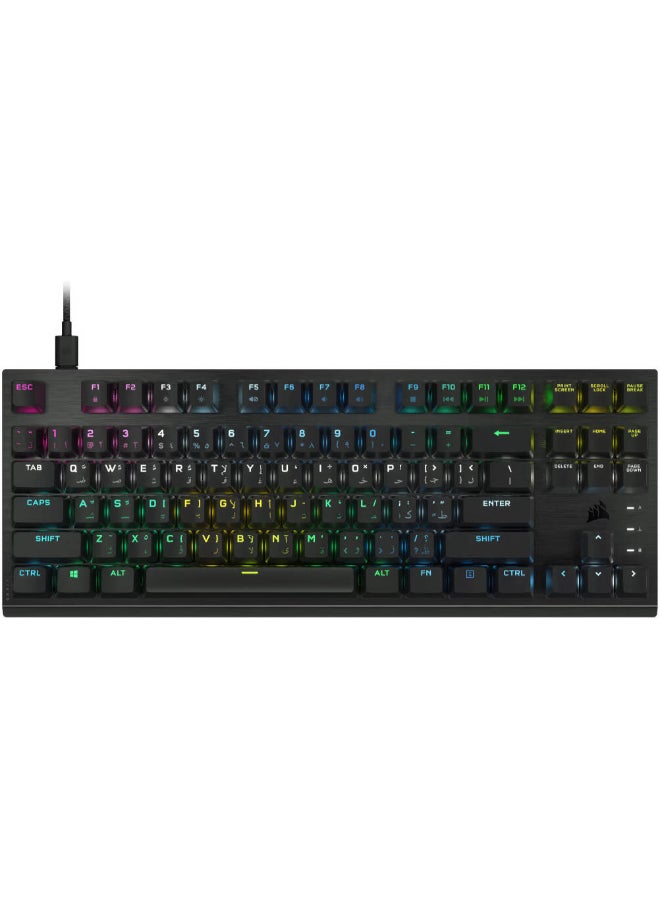 Compare K60 Pro TKL RGB Tenkeyless OpticalMechanical Gaming Keyboard, OPX Switches, Brushed Aluminium Structure, Removable USB TypeC Cable, AR Layout, QWERTY, Black at KSA Price