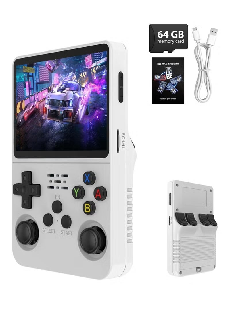 Compare R36S Handheld Game Console 3.5 Inch IPS Screen, Open Source Linux Gaming System, 64GB TF Card, Multi Emulator Retro Game Player with Dual 3D Joysticks, Portable Rechargeable Video Game Console for Kids & Adults at KSA Price