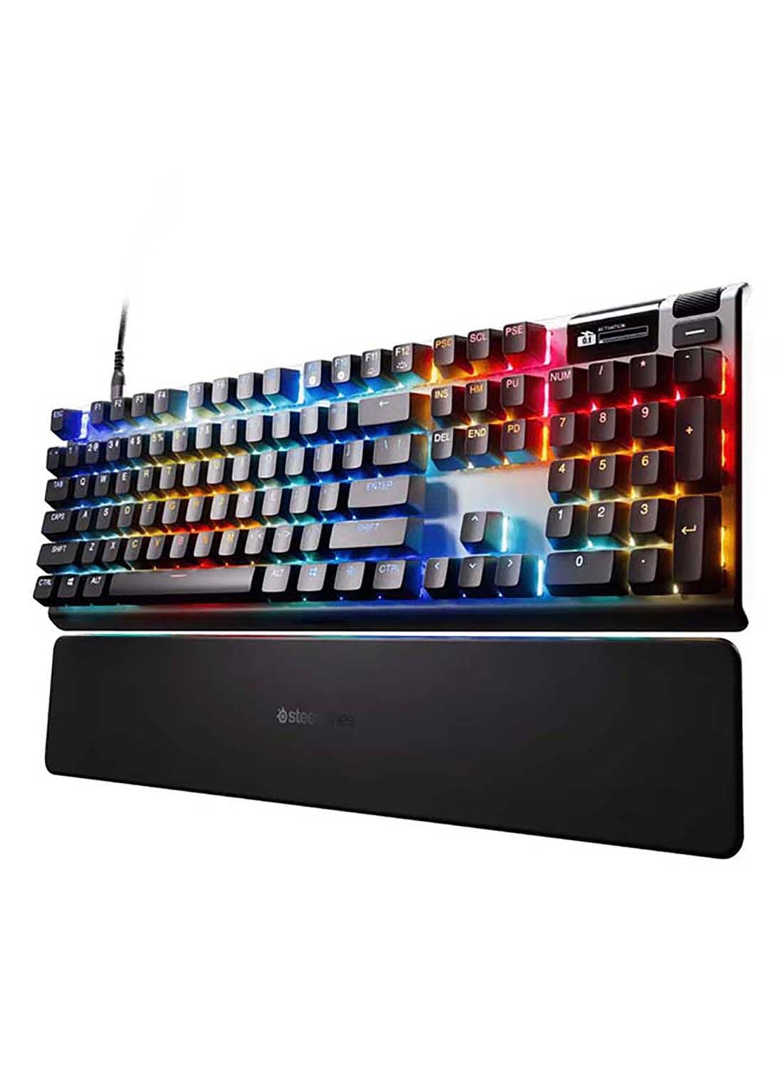Compare SteelSeries Apex Pro Gen 3 Full Size Mechanical Gaming Keyboard, OmniPoint 3.0 Adjustable HyperMagnetic Switches, Double Shot PBT Keycaps, US English Layout, Wired Connectivity, Black | 64660 at KSA Price