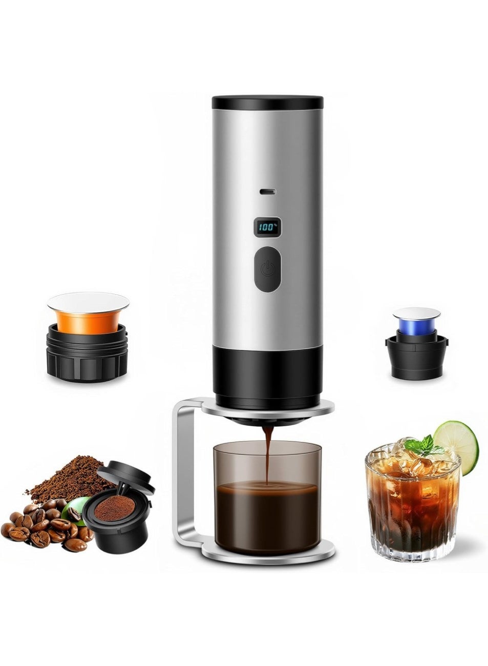 3-in-1 Portable Coffee Maker, Espresso Machine, Self-Heating…