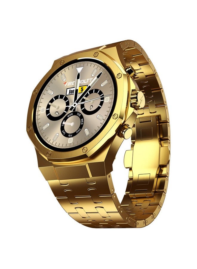 Compare FireBoltt Royale Luxury Stainless Steel Smart Watch 1.43” AMOLED Display, Always On Display, 750 NITS Peak Brightness 466 * 466 px Resolution. Bluetooth Calling, IP67, 75Hz Refresh Rate Gold at KSA Price