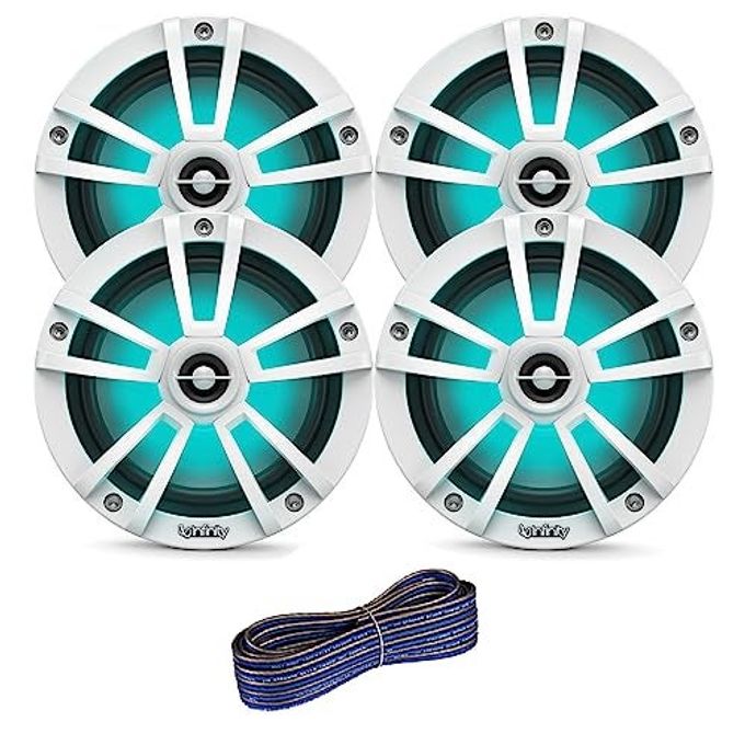 Compare 2 Pair Qty 4 Of Infinity Reference 6.5 225 Watt Peak Power Waterproof Marine Speakers White With Enrock 50 Ft 16Gauge Speaker Wire Oem Replacement at KSA Price