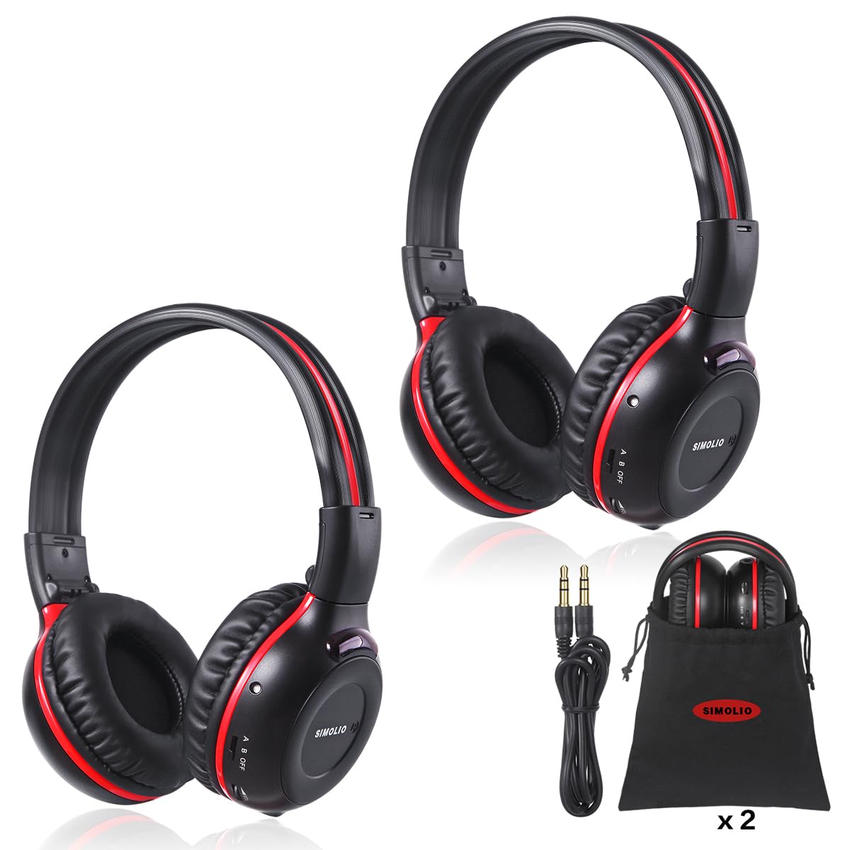 SIMOLIO 2 Pack of Wireless Car Headphones…
