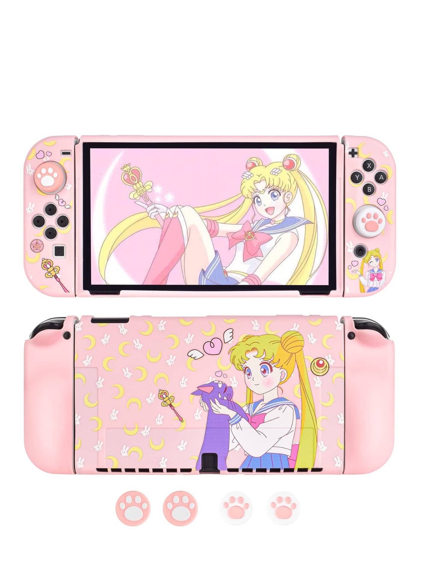 Compare Protective Case for Nintendo Switch, Sailor Moon Switch OLED Protective Case Silicone Soft Cover Shockproof Pink Skin Joy Con Shell at KSA Price