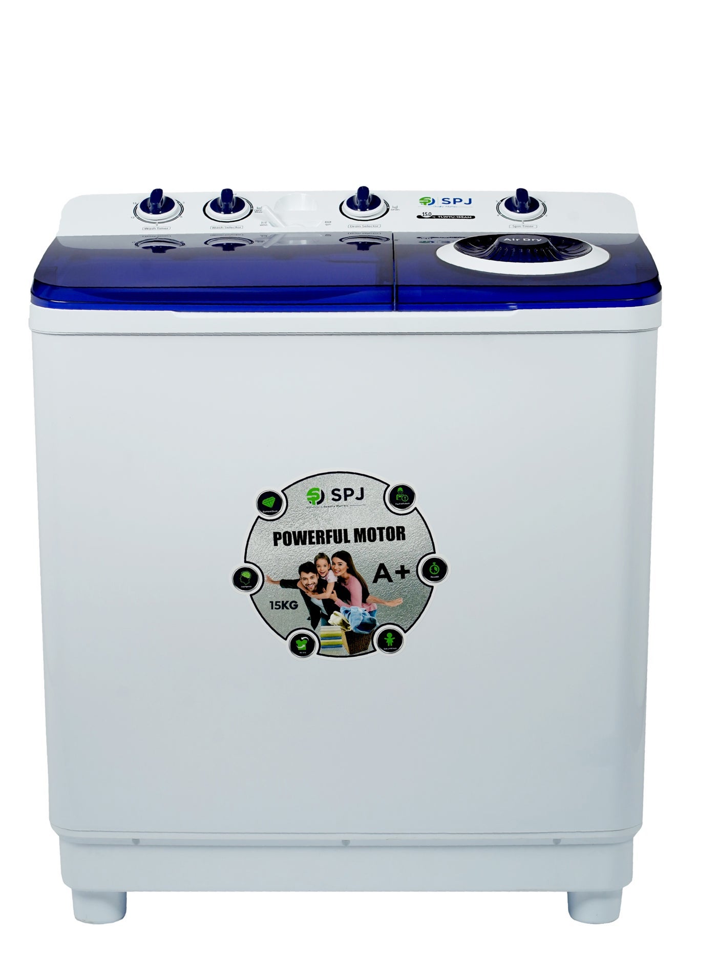 Compare SPJ 15KG Semi Automatic Washing Machine, Top Load Semi Automatic Washing Machine, Washing Machine Automatic, Washer & Dryer and Tube Clean Function, Energy Saving  WHITE at KSA Price
