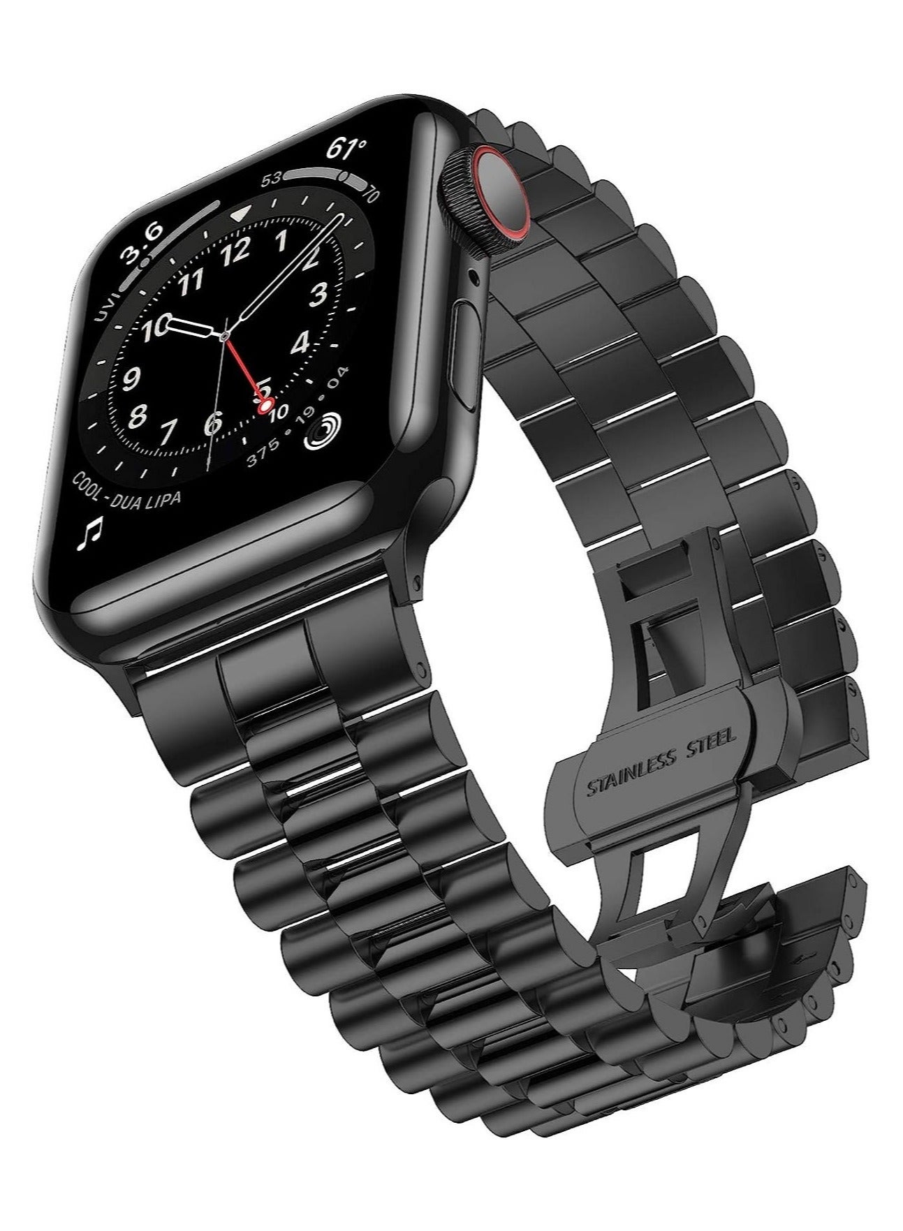 Compare Compatible with Apple Watch Band Series 5 44mm 42mm, Stainless Steel Watch Band with Butterfly Folding Clasp for iWatch Band Series 54321 at KSA Price