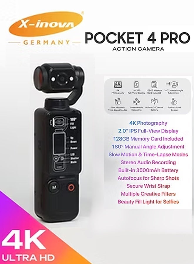 Compare XInova Pocket 4 PRO  4K Ultra HD Action Camera Black at KSA Price