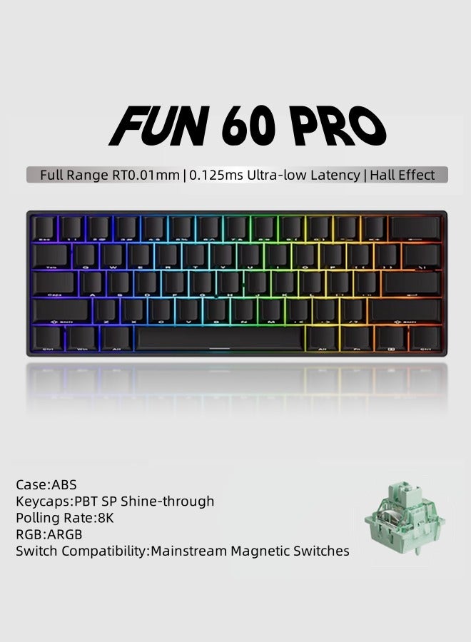 Compare Akko MonsGeek  Gaming Keyboard FUN60 PRO 0.01mm  8K HETMR Quick Trigger Gaming Keyboard Magnetic Switches Custom Keyboard 60% Black at KSA Price