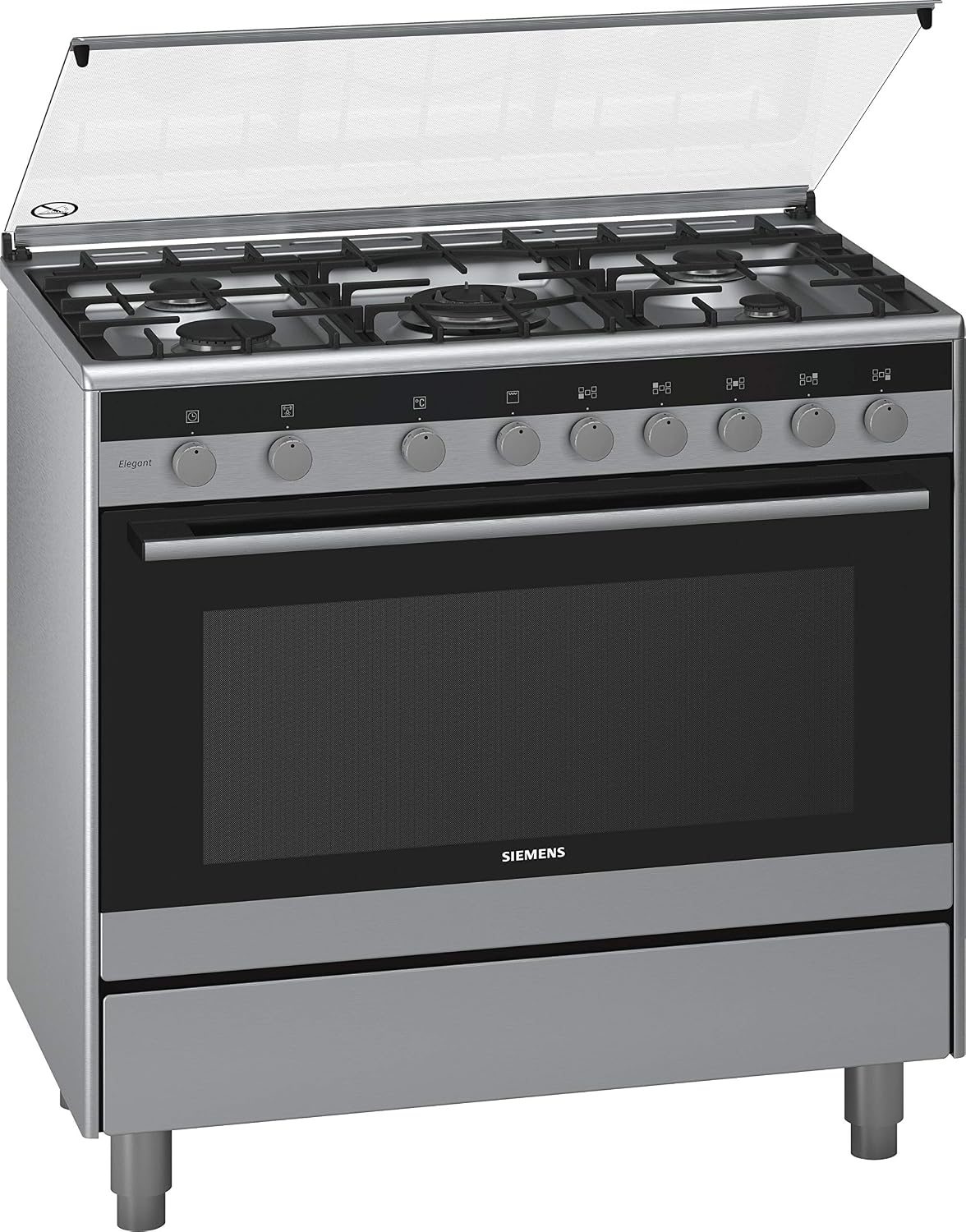 Compare Siemens 90 cm Freestanding Gas Cooker With Sabaf Burners, German Engineering, HG73G6357M HG73G6357M Silver at KSA Price