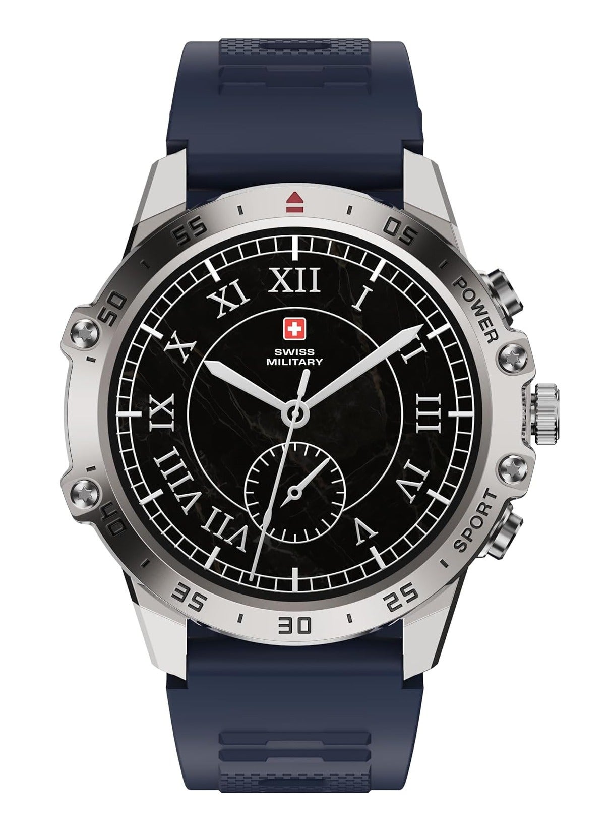 Compare DOM5 Smartwatch 1.43inch AMOLED, Bluetooth Calling, Multi Language, Health And Sports Tracking, Wireless Charging, 7 Days Battery, IP68, iOSAndroid Compatible, Silver Frame with Blue Strap at KSA Price