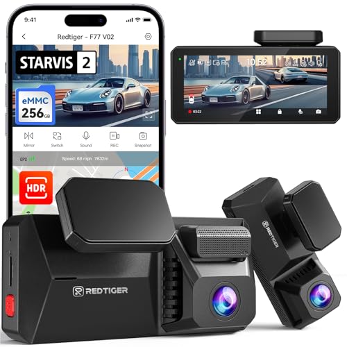 REDTIGER Dual 4K Dash Cam with 256GB eMMC, STARVIS…