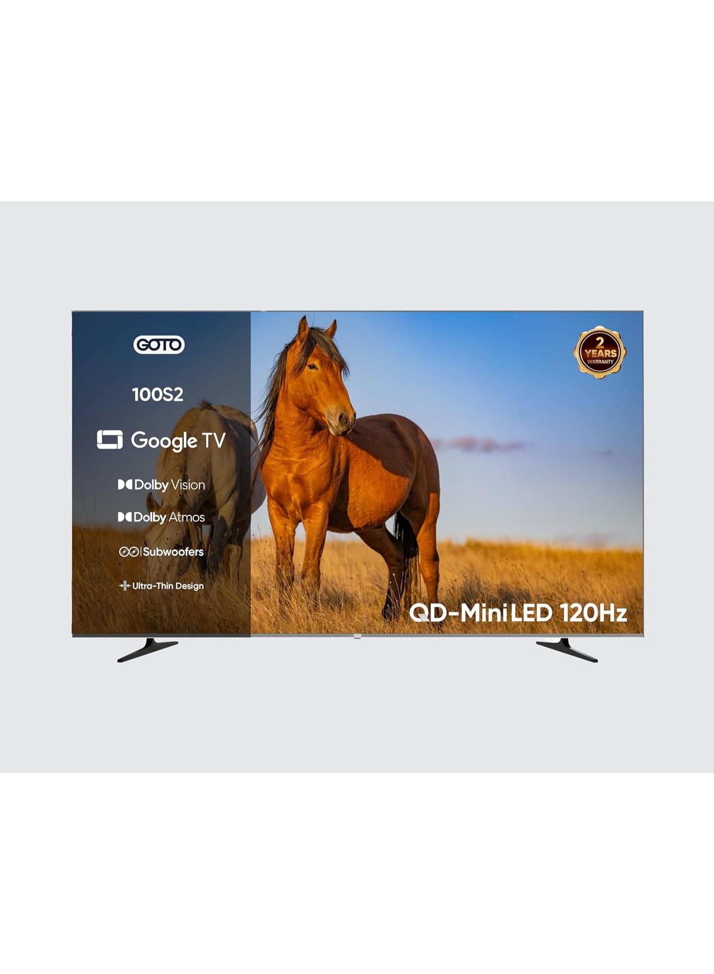 Compare 100 Inch Smart TV | QDminiLED | 4K UHD | 288Hz | Official Google TV | Frameless | QuadCore | 4×8W Speakers + 20W BuiltIn Subwoofer | Voice Control | 2.45GHz WiFi | Bluetooth 5.1| DVBS2 Receiver + PVR at KSA Price
