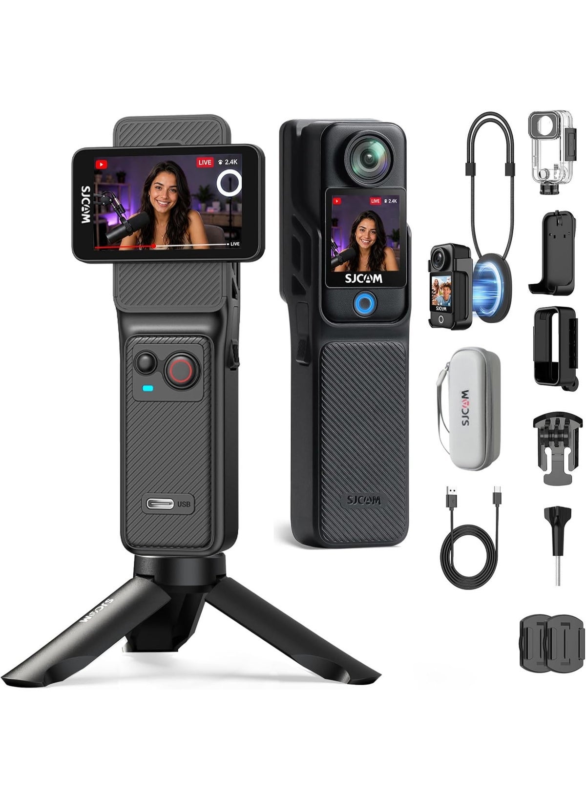 Compare C400 Vlogging Combo, 4K Pocket Handheld Camera, 7H Power use, 6Axis Stabilizer Action Camera, 2.29 Touch Screen, 30M Waterproof Body Cam, Vlogging Camera for YouTube Live Streaming at KSA Price