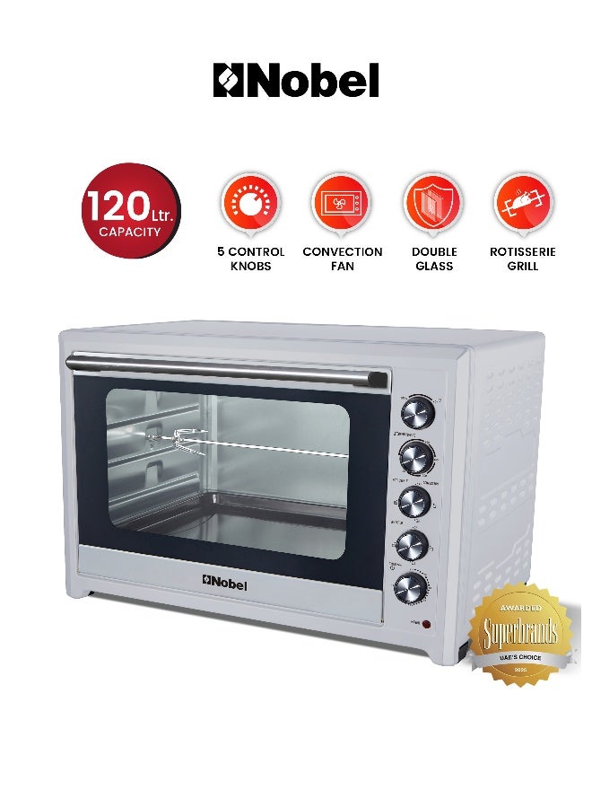 Compare 120L Electric Oven with Convection & Rotisserie 9 Functions, Double Glass Door, Temperature Control, 120Min Timer with Auto ShutOff – 1 Year Warranty 120 L 2800 W NEO135PI silver at KSA Price