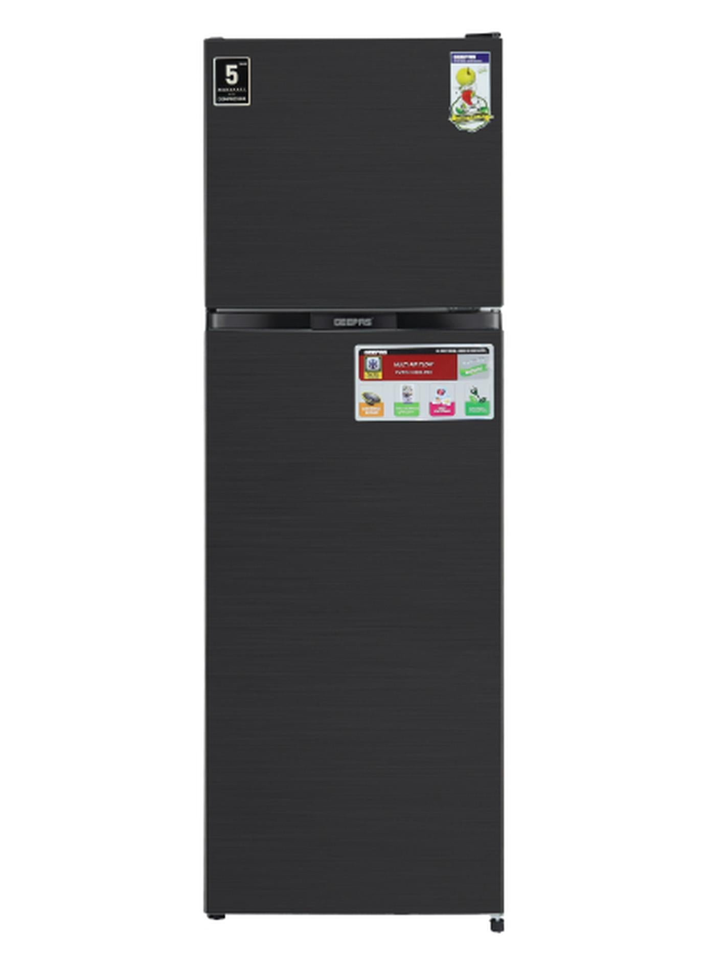Compare 320L Gross  255L Net Capacity, No Frost Double Door Free Standing Refrigerator With Multi air Flow, Twist Ice Maker, Temperature Control, Stainless Steel Finish, Glass Shelves GRF3207SRXN Grey at KSA Price