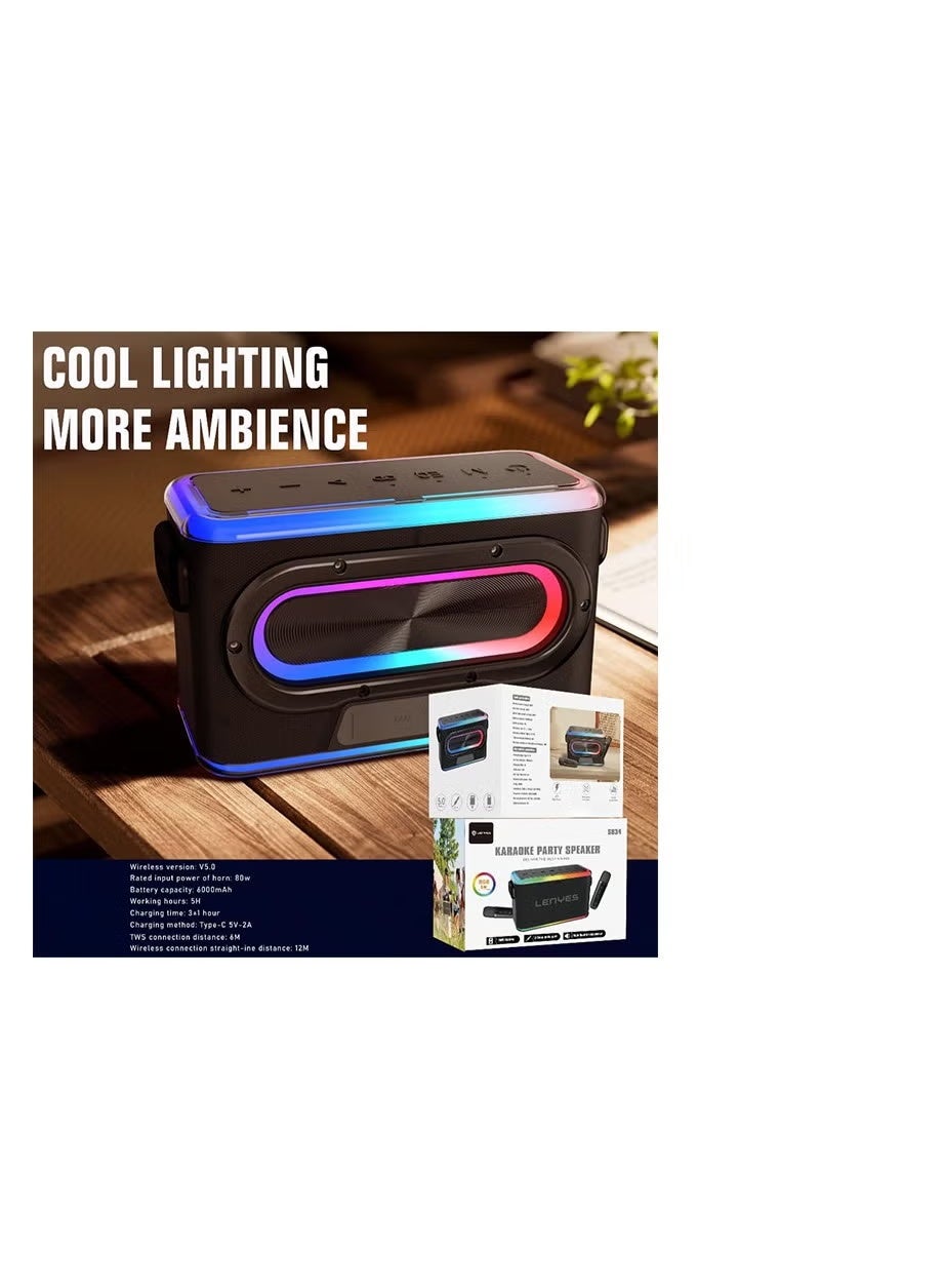 Compare Lenyes S834 Portable KTV Bluetooth Speaker with Wireless Microphone at KSA Price