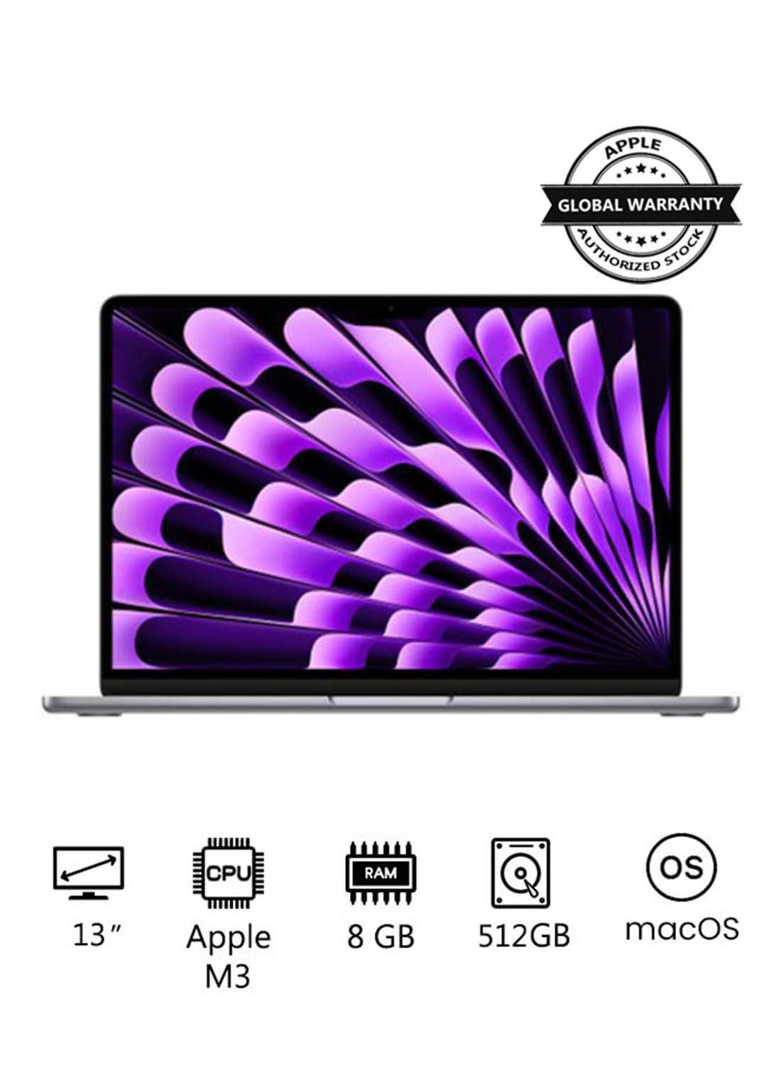 Compare MacBook Air MRXP3 | 13 Inch Display | Apple M3 Chip | 8Core CPU and 10Core GPU | 8GB RAM | 512GB SSD | macOS | English And Arabic Keyboard | Space Grey at KSA Price