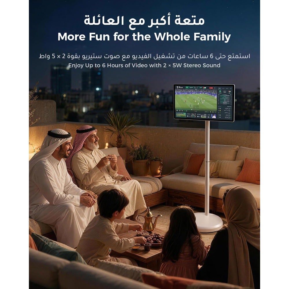 Compare ch Portable TV, Android Smart Monitor Touch Screen, Builtin Battery, 6GB RAM + 128GB Storage, Rolling Stand at KSA Price