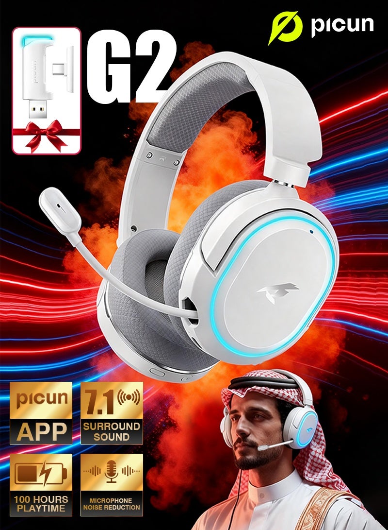 PICUN G2 RGB Wireless Gaming Headset, 7.1…
