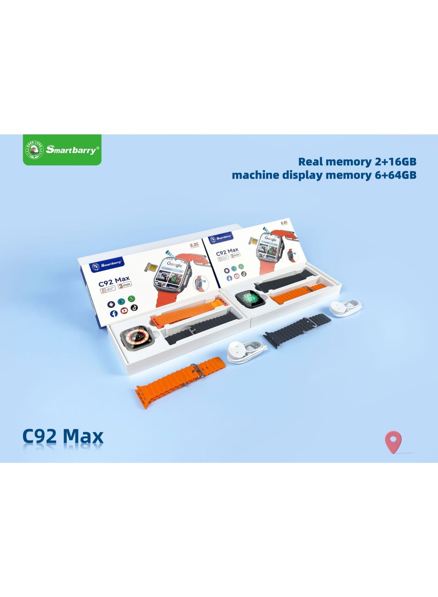 Compare Smartbarry C92 Max Android Smartwatch Full Touch Screen, SIM Support at KSA Price