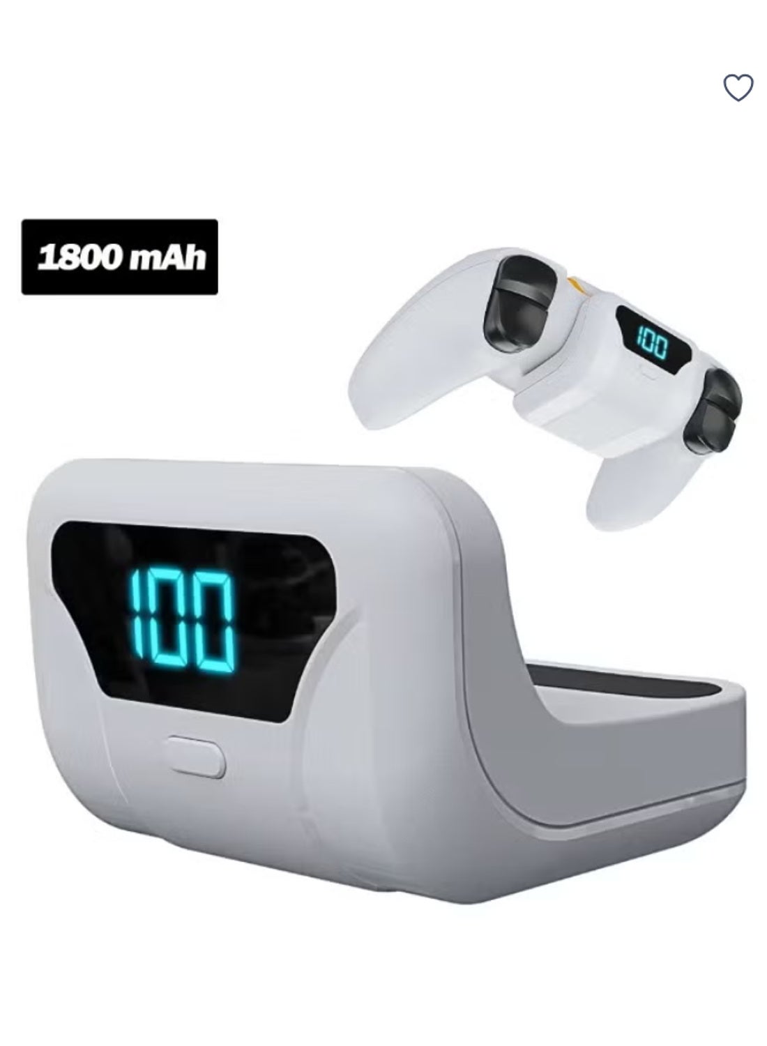 Compare 1800mAh PS5 Controller Extra Power Bank with LED Display, USBC Portable Back Clip Battery for PS5 DualSense Controller, Fast Charging External Battery Pack, PS5 Controller Charger Station with Safe Intelligent Protection at KSA Price