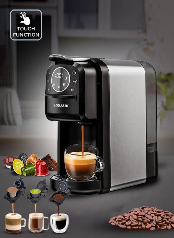 Compare 3 in 1 DIGITAL Multi Capsule & Espresso Coffee Machine |1400W| With 700ML Detachable Water Tank | 20 Bar Powerful Pressure with Touch Control Panel and Indicator Light | 3 Optional Adaptors  NespressoDolce GustoCof at KSA Price
