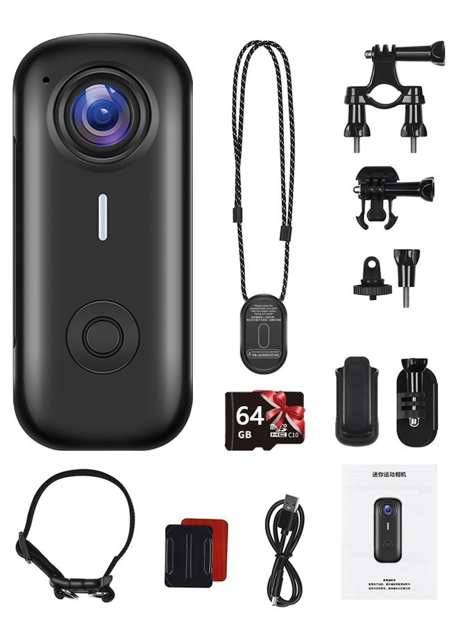 Compare 2.7K Mini Body Camera Action Cam with Auido & Video Recording, 64G TF Card, Thumb Size Hands Free Body Worn Cameras, Wearable Portable Camcorder for Work Travel Pet Walk Vlog at KSA Price