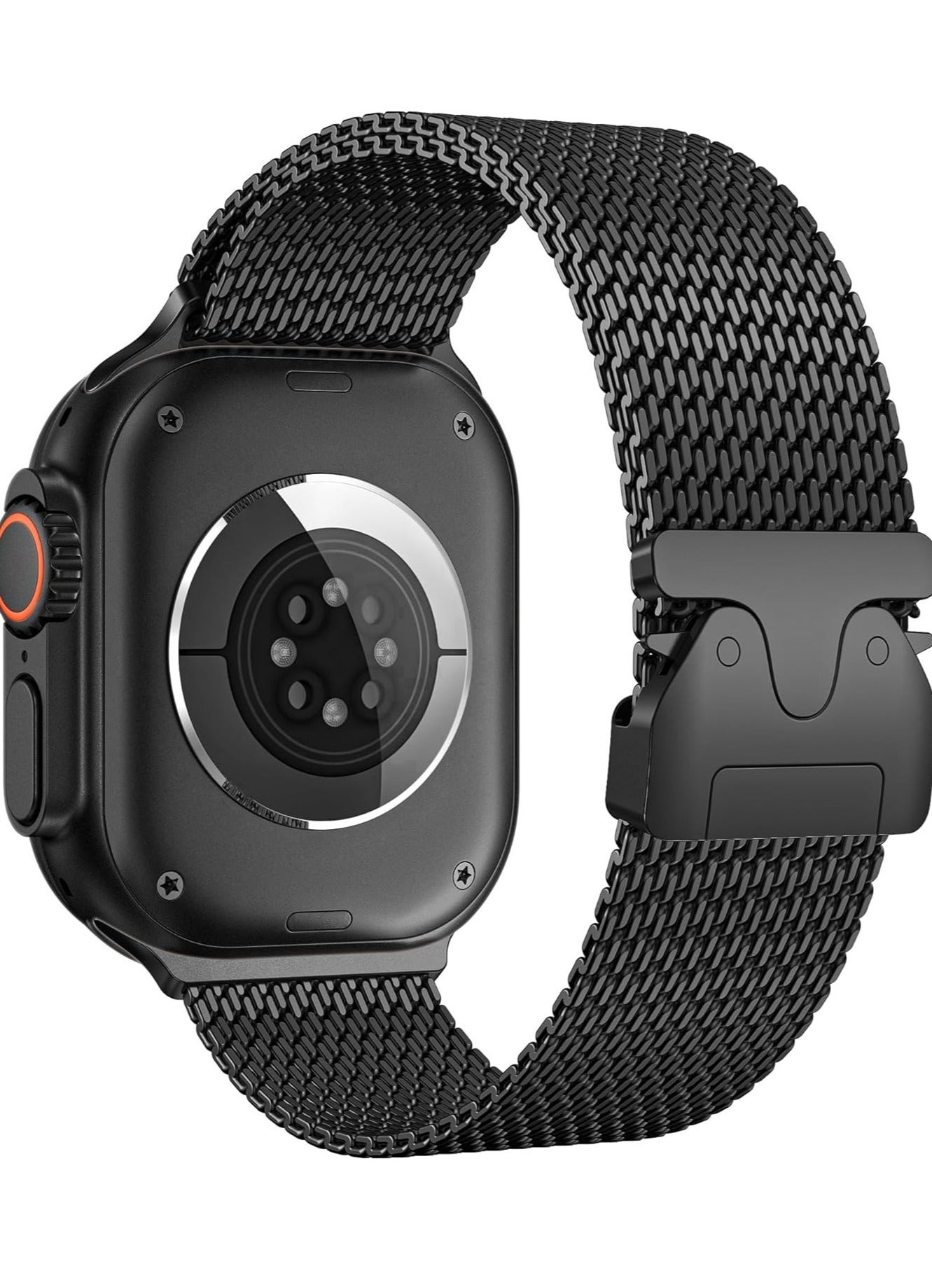 Compare Milanese Mesh Loop Compatible with Apple Watch Bands 49mm 46mm 45mm 44mm 42mm for Men Women, Stainless Steel Mesh Loop with Parachutestyle Buckle for iWatch Ultra 2 Series 10 9 8 7 6 SE 5 4 3 at KSA Price
