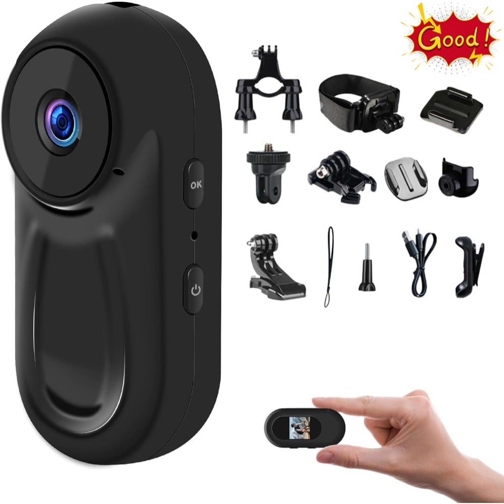 Compare 1080P Sports Action Camera, Wearable Body Cam, Portable Recorder with Magnetic Back Clip, Mini Camera with Audio and Video Recording, Camcorder for Traveling, Pet, Vlogging not include memory card at KSA Price