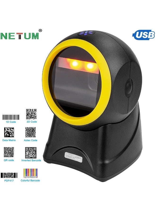 Compare 1D 2D Desktop Barcode Scanner Omnidirectional HandsFree QR Barcode Reader Capture Barcodes from Screen, Automatic Image Sensing for Supermarket Library Retail Store at KSA Price