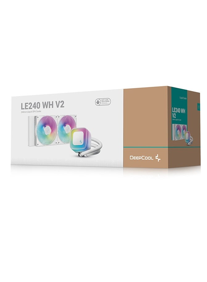 Compare LE240 WH V2 240mm Liquid CPU Cooler, Dual 120mm ARGB Fans, Hydro Bearing Pump, AntiLeak Technology, Intel & AMD Compatible, HighPerformance RGB AIO Cooling for Gaming & Overclocking, White | RLE240WHAMMNG2 at KSA Price