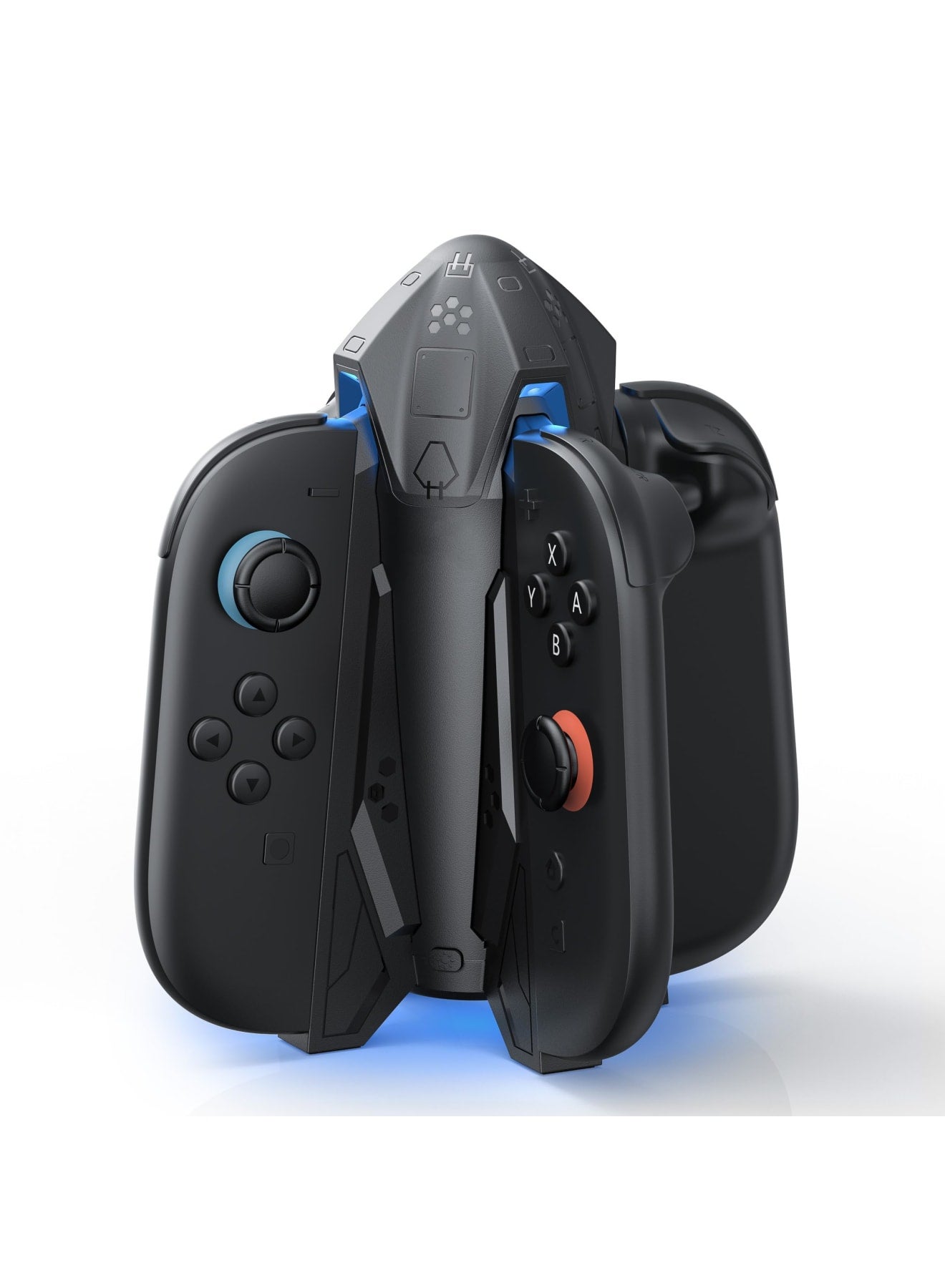 Compare Charging Dock for Switch 2 JoyCon, 4in1 MultiDirectional Charger with 7 RGB Lighting Modes, Includes USB TypeC Cable for Switch 2 Controllers, Compact Black Charging Station for JoyCons at KSA Price