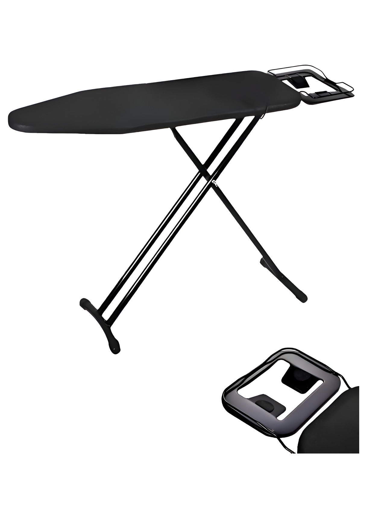 Compare Strong 110x33cm Wobble Free Ironing Board , Adjustable Height, Foldable with Jumbo Slicone Paded Iron Rest, Heavy Duty 32mm and 25mm Metal Frame , SpaceSaving for Home, Laundry Room, Dorm Use – Black at KSA Price