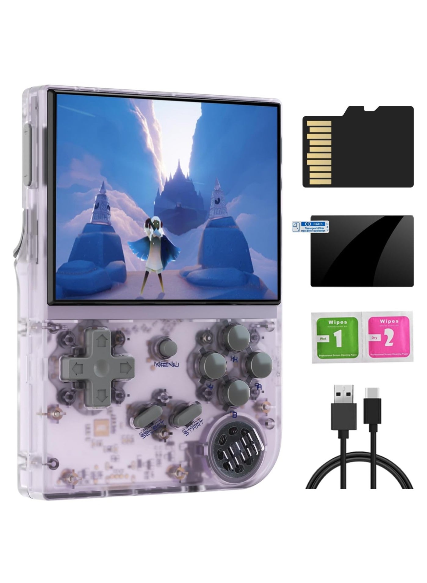 Compare RG35XX 2024 New Version Retro Handheld Game Console, Upgraded Chip, Linux System 3.5Inch IPS Screen Builtin 64G TF Card and 5000+ Classic Games, Support HDMI TV Output Purple 64G at KSA Price